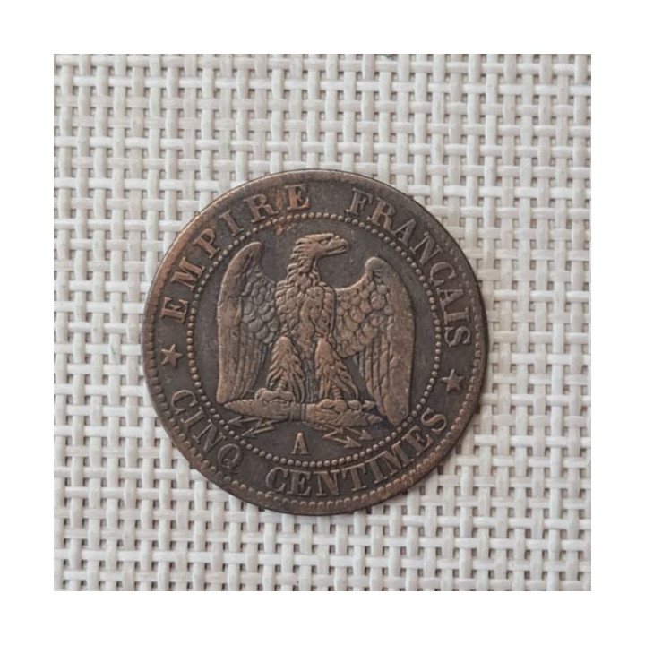 France 5 Centimes 1853 "A" KM-777 VF