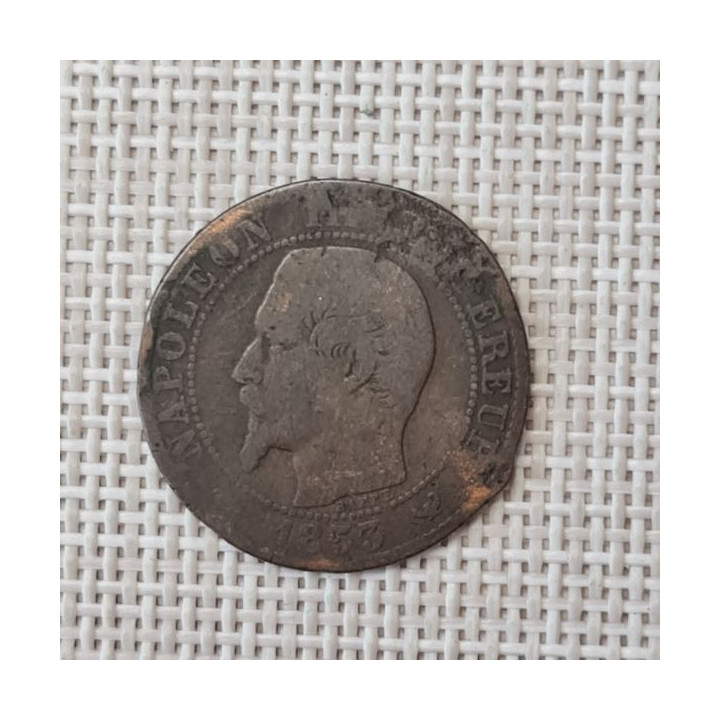 France 5 Centimes 1853 "W" KM-777 F