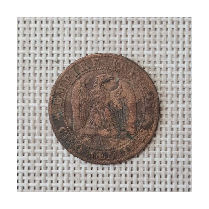 France 5 Centimes 1855 "A(d)" KM-777 VF