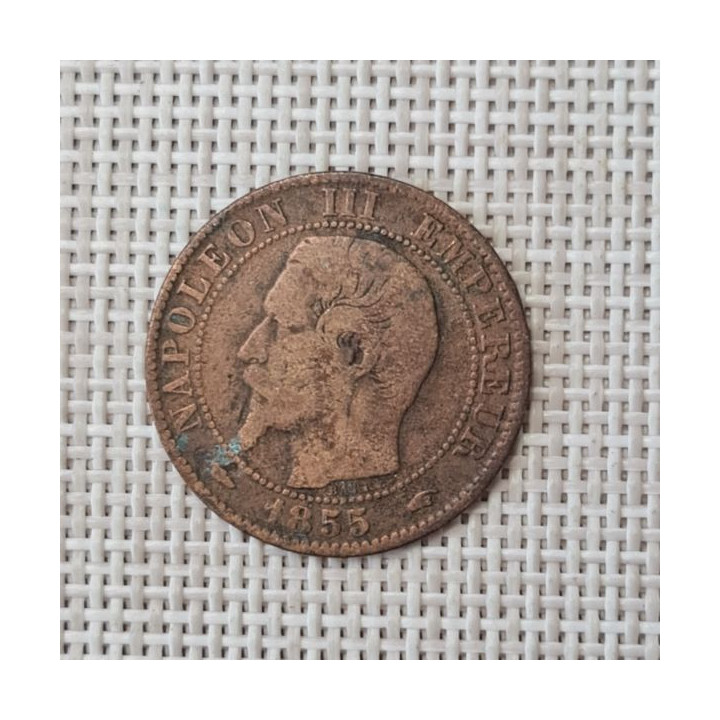 France 5 Centimes 1855 "A(d)" KM-777 VF
