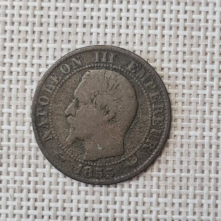 France 5 Centimes 1855 "W(a)" KM-777 VF