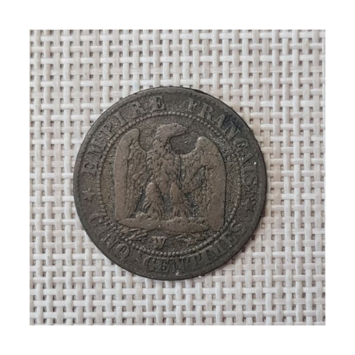 France 5 Centimes 1855 "W(a)" KM-777 VF