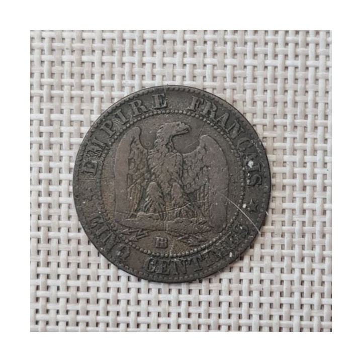 France 5 Centimes 1856 "BB" KM-777 VF
