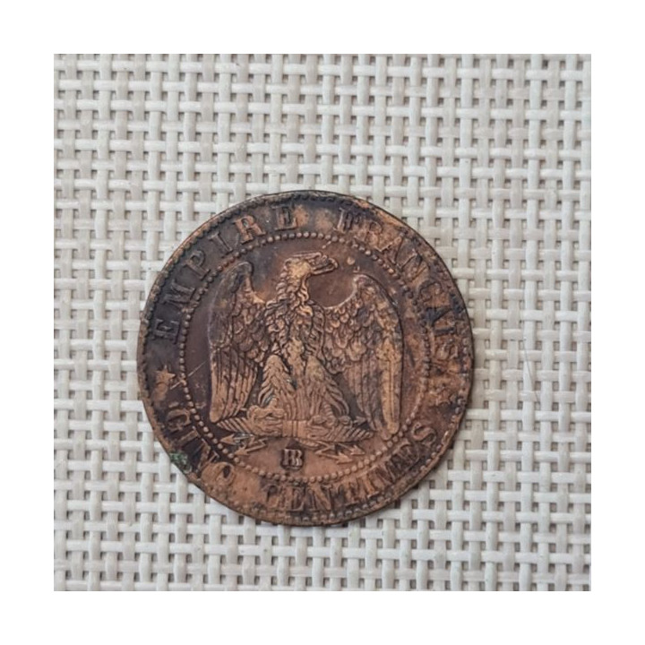 France 5 Centimes 1863 "BB" KM-797 VF