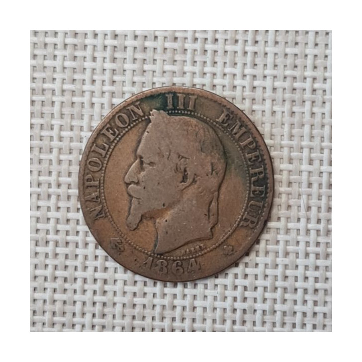 France 5 Centimes 1864 "BB" KM-797 VF