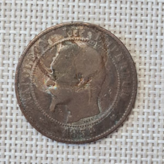 France 10 Centimes 1854 "K" KM-771 F