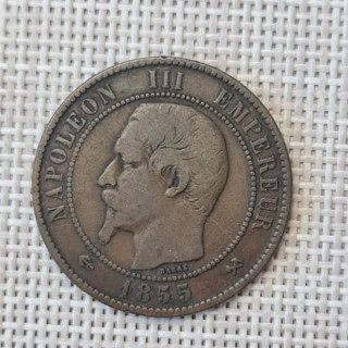 France 10 Centimes 1855 "B(a)" KM-771 VF