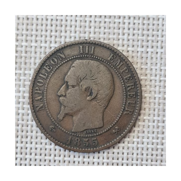 France 10 Centimes 1855 "B(a)" KM-771 VF