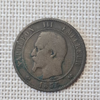 France 10 Centimes 1856 "B" KM-771 VF
