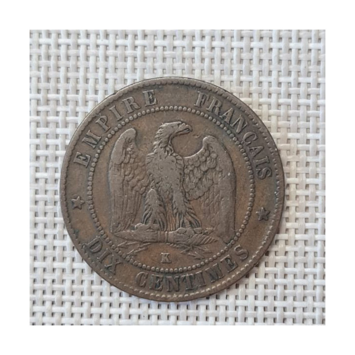 France 10 Centimes 1862 "K" KM-798 VF