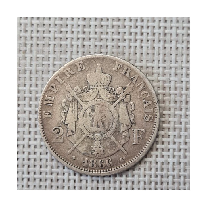 France 2 Francs 1866 "A" KM-807 VF