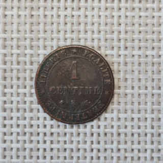 France 1 Centime 1872 "K" KM-826 VF