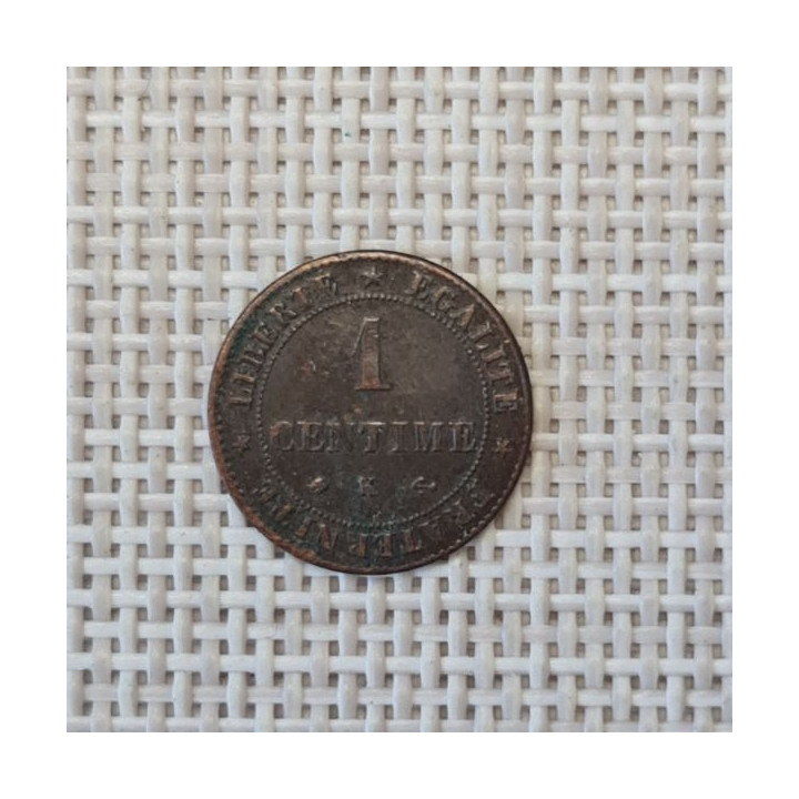 France 1 Centime 1872 "K" KM-826 VF