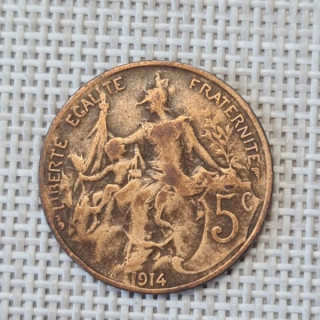 France 5 Centimes 1914 KM-842 VF