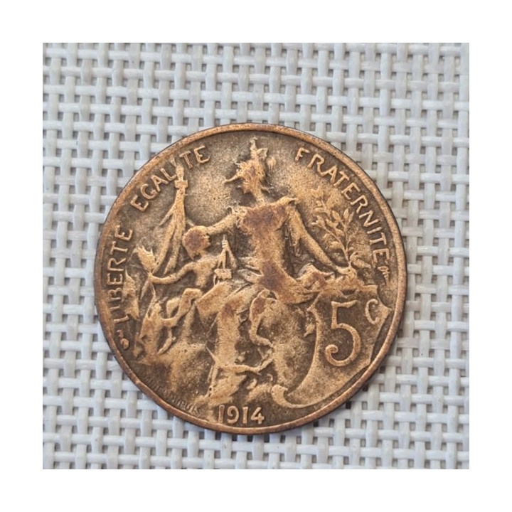 France 5 Centimes 1914 KM-842 VF