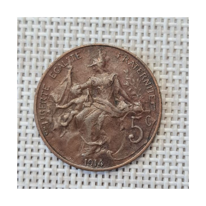 France 5 Centimes 1914 KM-842 VF