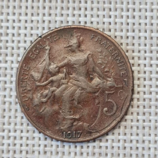 France 5 Centimes 1917 KM-842 VF