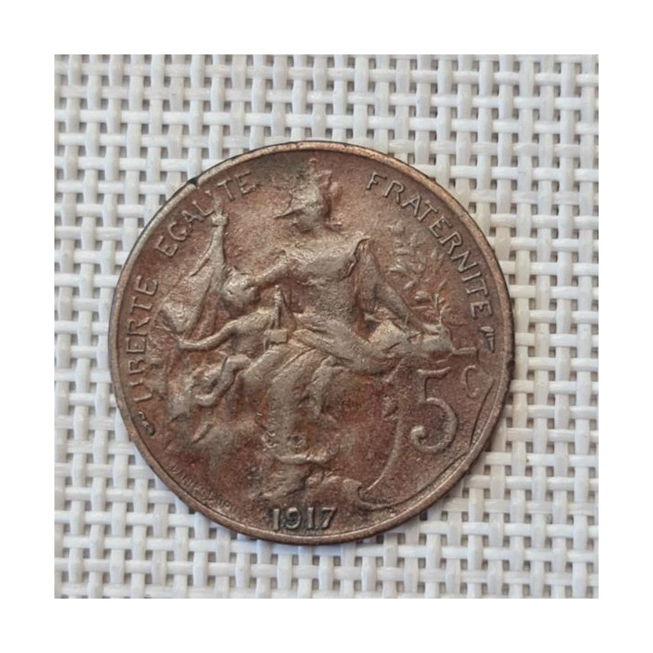 France 5 Centimes 1917 KM-842 VF