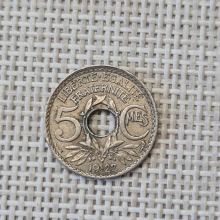 France 5 Centimes 1922 "Thunderbolt" KM-875 VF