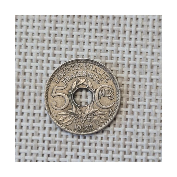 France 5 Centimes 1922 "Thunderbolt" KM-875 VF