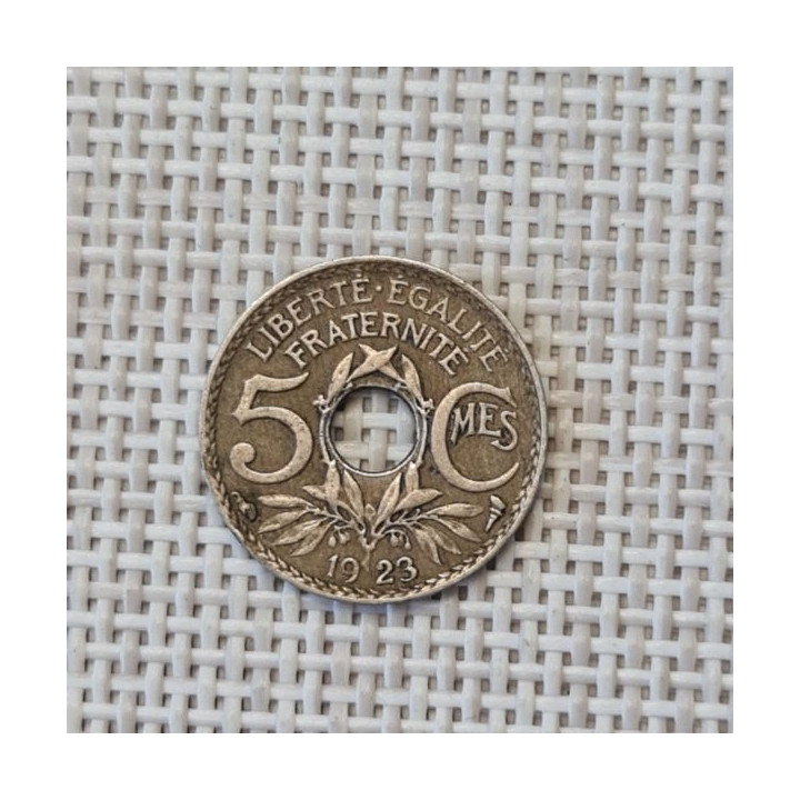 France 5 Centimes 1923 "Cornucopia" KM-875 VF