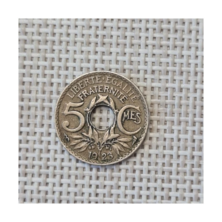 France 5 Centimes 1923 "Thunderbolt" KM-875 VF