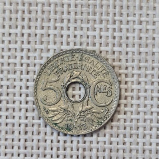 France 5 Centimes 1923 "Thunderbolt" KM-875 XF