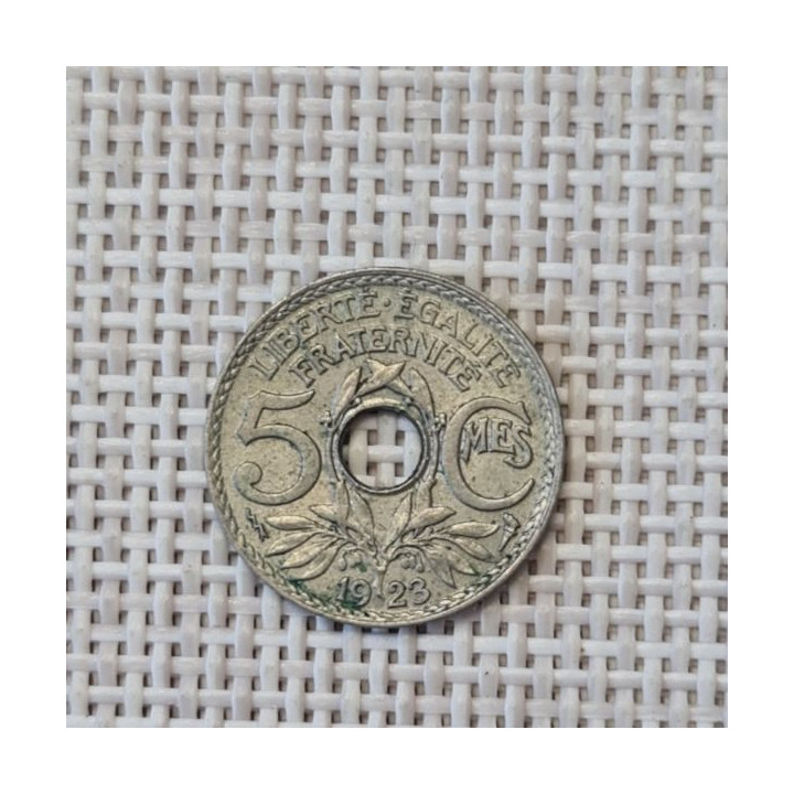 France 5 Centimes 1923 "Thunderbolt" KM-875 XF