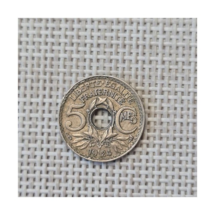 France 5 Centimes 1924 "Cornucopia Thin" KM-875 VF