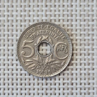 France 5 Centimes 1935 KM-875 VF