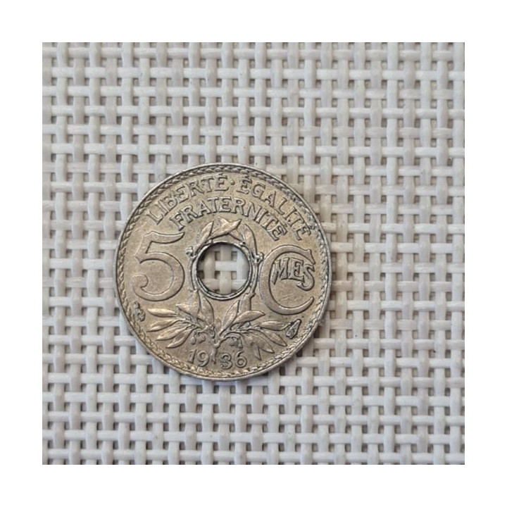 France 5 Centimes 1936 KM-875 XF