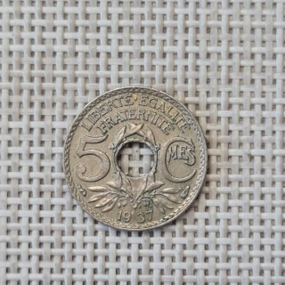 France 5 Centimes 1937 KM-875 VF