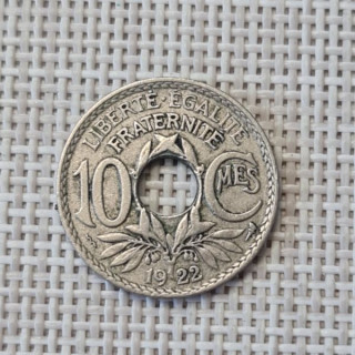 France 10 Centimes 1922 "Thunderbolt" KM-866a VF