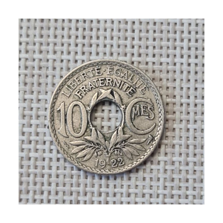 France 10 Centimes 1922 "Thunderbolt" KM-866a VF