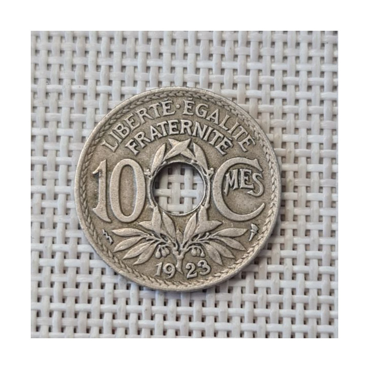 France 10 Centimes 1923 "Thunderbolt" KM-866a VF