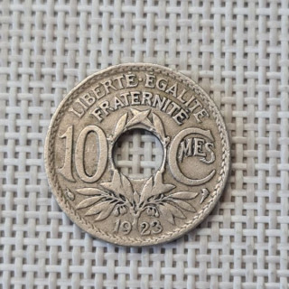 France 10 Centimes 1923 "Cornucopia" KM-866a VF