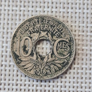 France 10 Centimes 1924 "Cornucopia" KM-866a VF