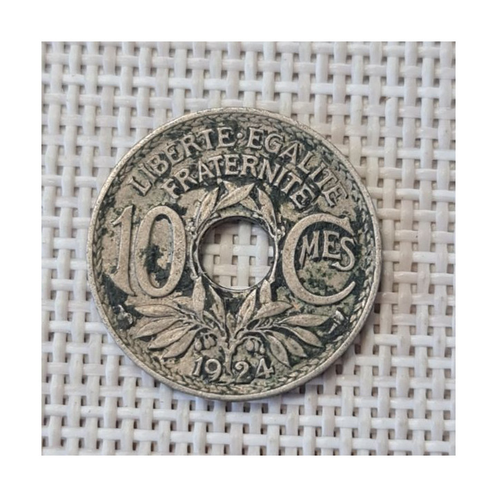 France 10 Centimes 1924 "Cornucopia" KM-866a VF