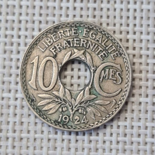 France 10 Centimes 1924 "Thunderbolt" KM-866a VF