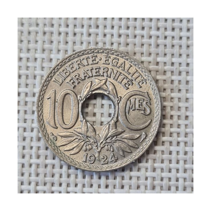 France 10 Centimes 1924 "Cornucopia" KM-866a XF