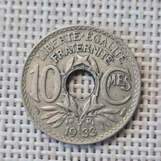France 10 Centimes 1933 KM-866a VF