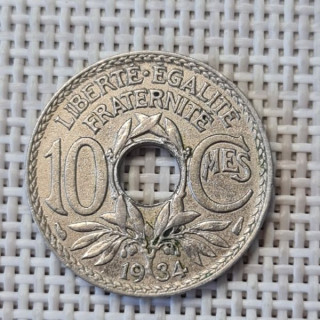 France 10 Centimes 1934 KM-866a XF