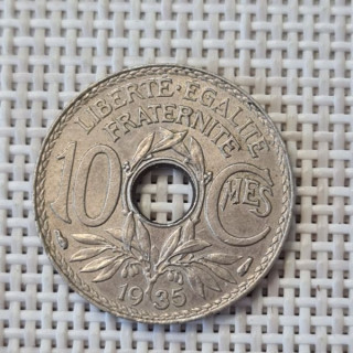 France 10 Centimes 1935 KM-866a XF