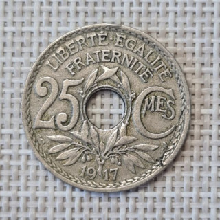 France 25 Centimes 1917 KM-867a VF