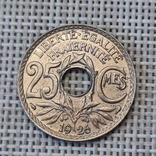 France 25 Centimes 1926 KM-867a XF