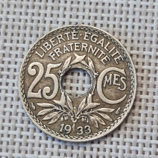 France 25 Centimes 1933 KM-867a VF