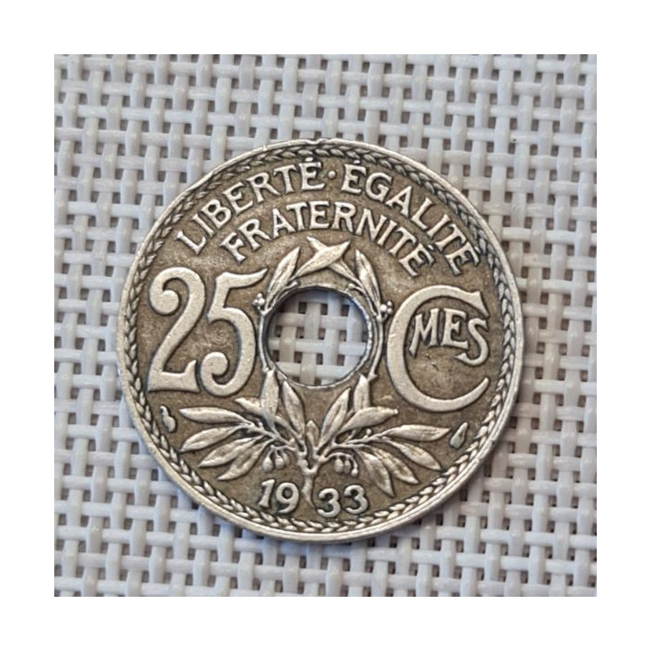 France 25 Centimes 1933 KM-867a VF