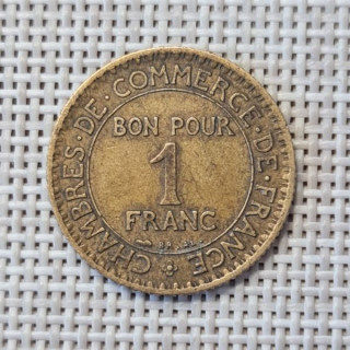 France 1 Franc 1924 KM-876 VF