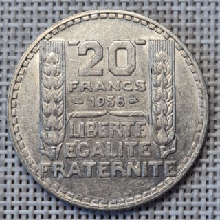 France 20 Francs 1938 KM-879 XF