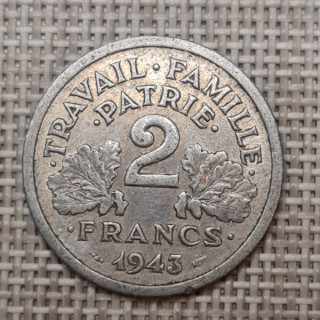 France 2 Francs 1943 KM-904 VF
